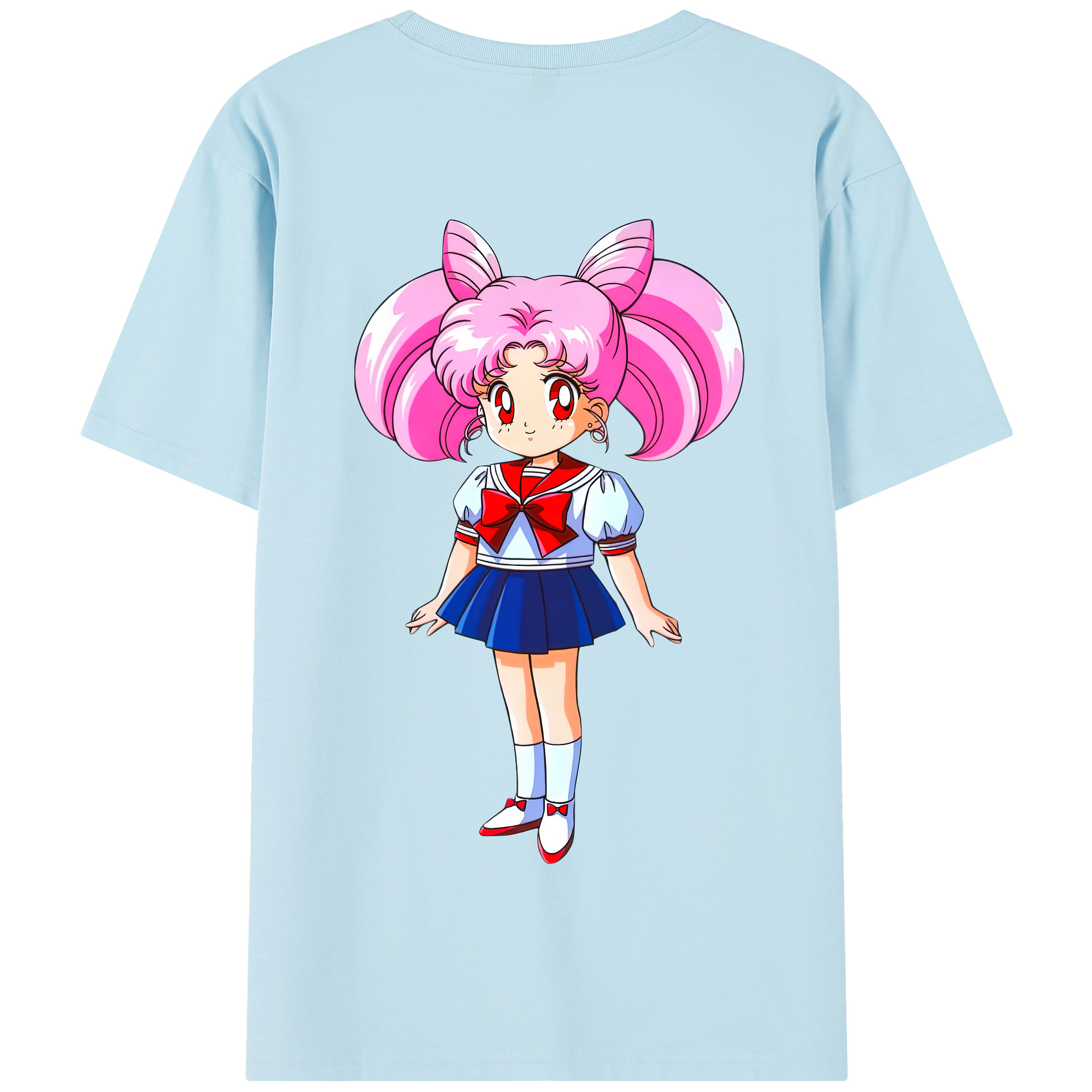 （画像用） 美少女戦士セーラームーン ちびうさ Sailor Moon Chibiusa Tsukino Usagi Small Lady Serenity 綿100％半袖Tシャツ（背面プリント）